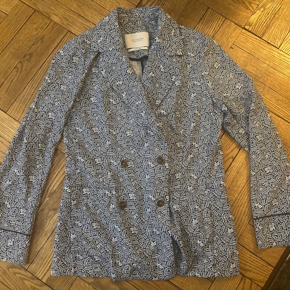 Scotch and Soda Blue and White Blazer Size Small